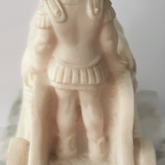 VTG Alabaster Marble Statue Figurine Roman Warrior Chariot Horse Italy Signed - Picture 10 of 12